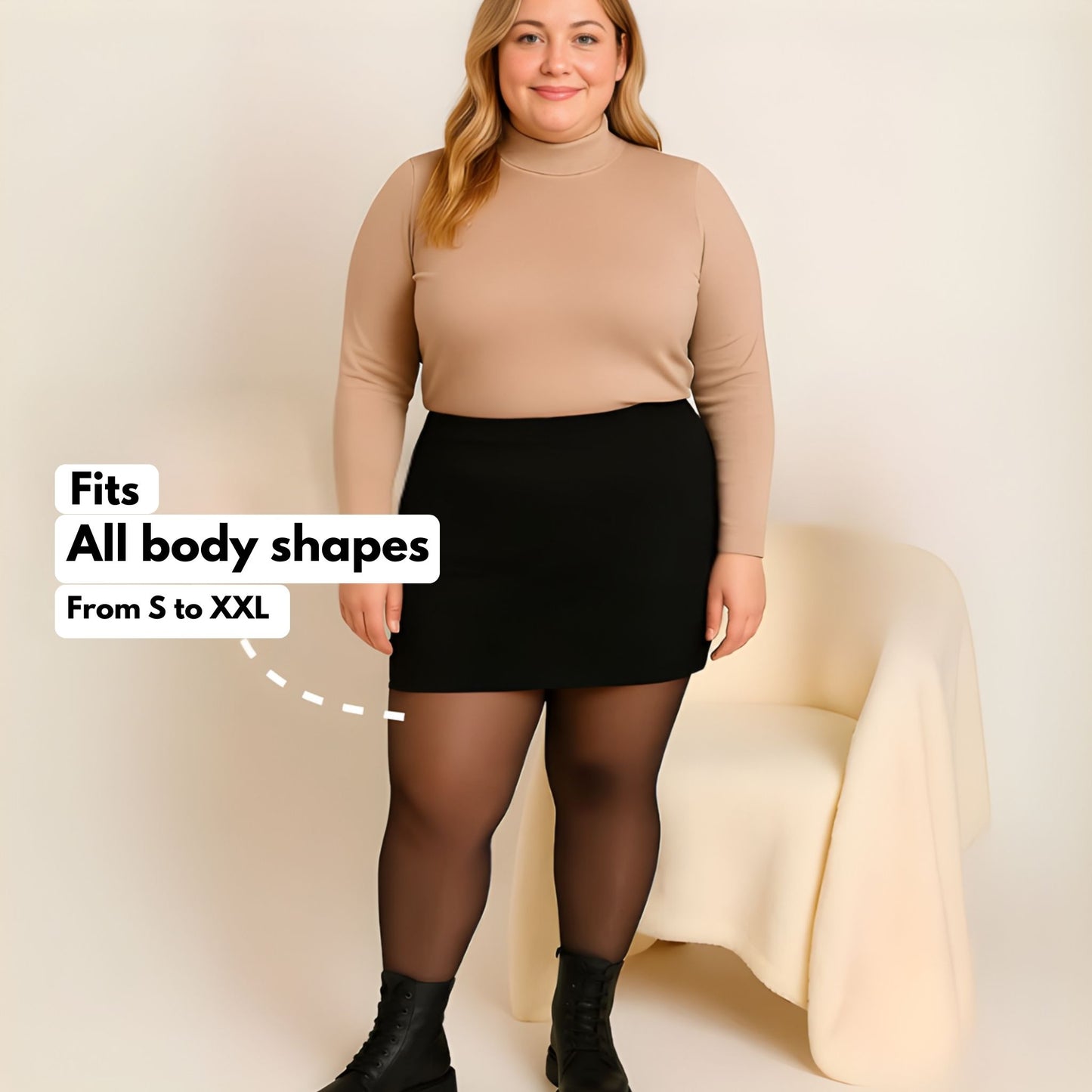 SlimHeat™ Thermal Tights | BareLegFX Look + Gentle Shaping Band