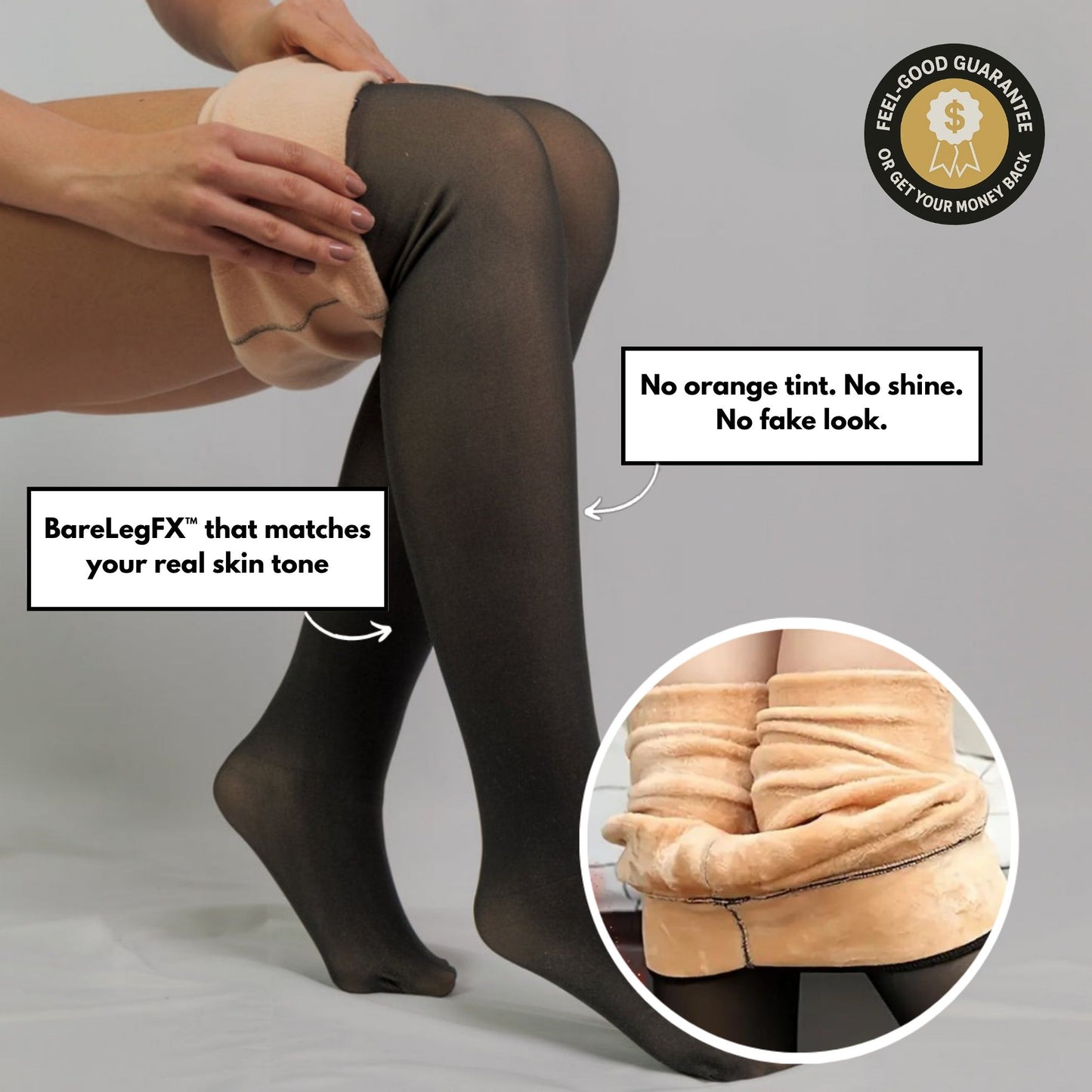 SlimHeat™ Thermal Tights | BareLegFX Look + Gentle Shaping Band