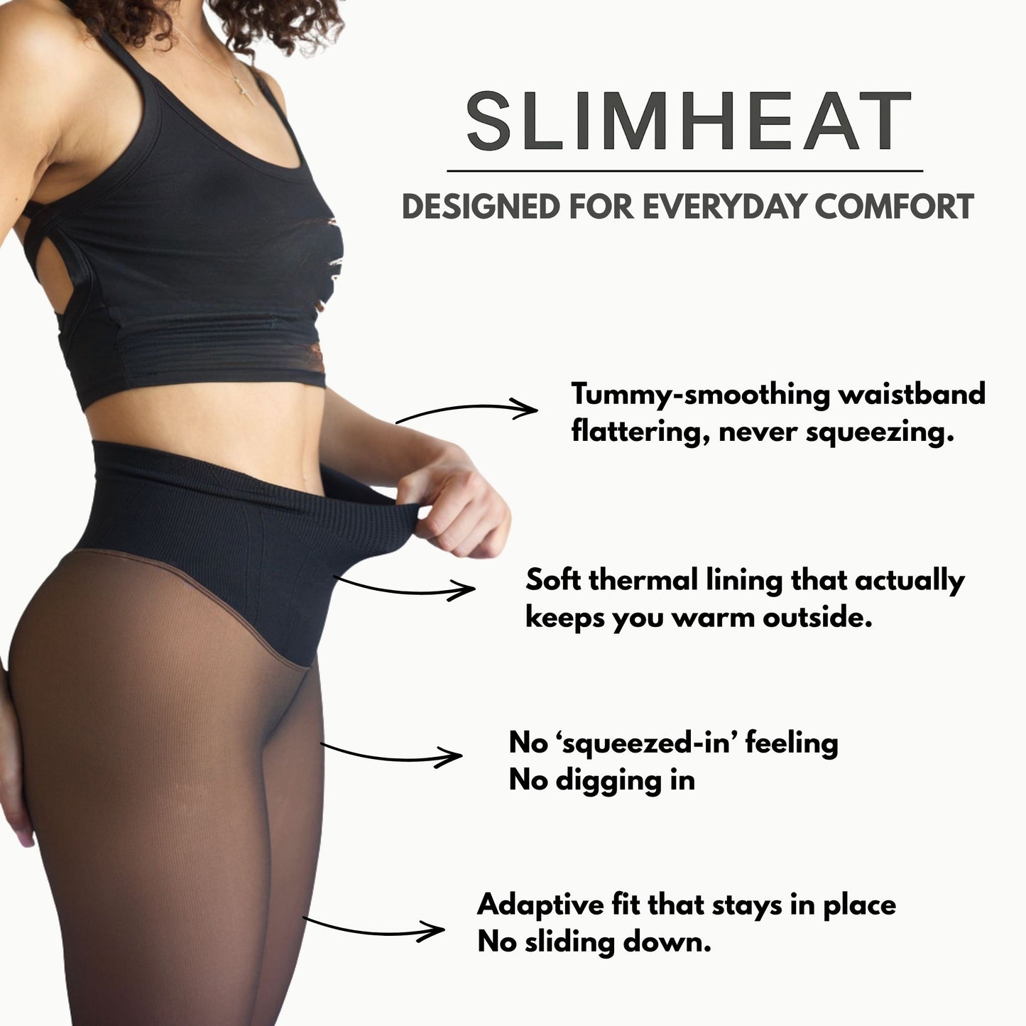 SlimHeat™ Thermal Tights | BareLegFX Look + Gentle Shaping Band